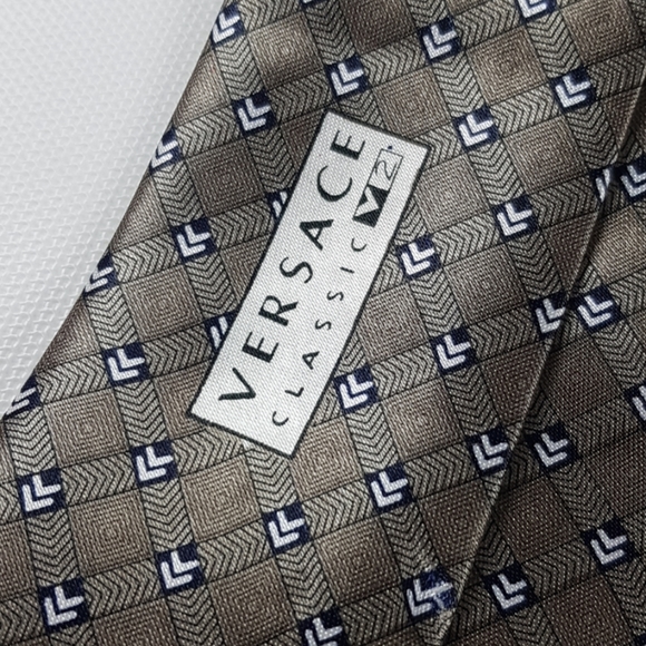 Versace classic V2 silk tie gray arrow square - Picture 5 of 6